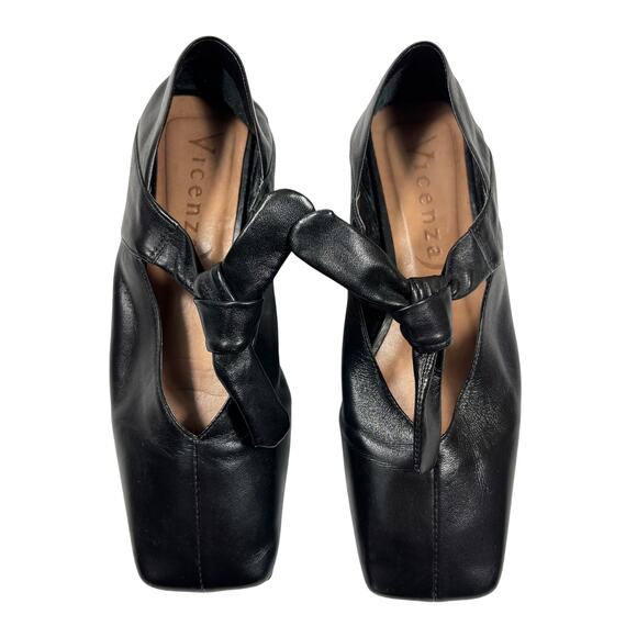 Anthropologie Vicenza Black Leather Mary Jane Square Toe Ballet Flats Size 8 - Picture 1 of 5
